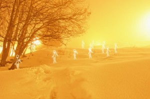 Premier de cordee, light painting in Courchevel